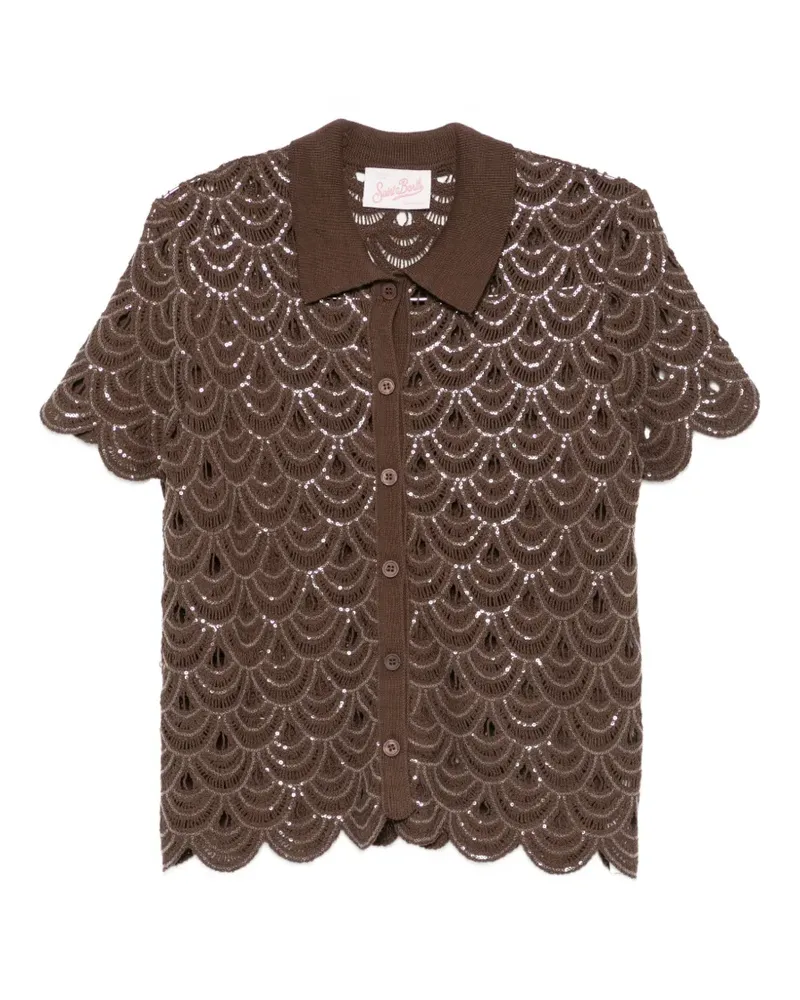 MC2 Saint Barth Monet sequin-embellished scalloped top - Braun Braun
