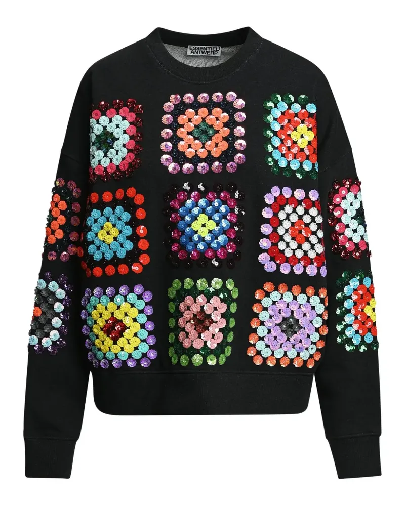 Essentiel Karnaval Sweatshirt mit Pailletten und Perlenstickerei - Schwarz Schwarz