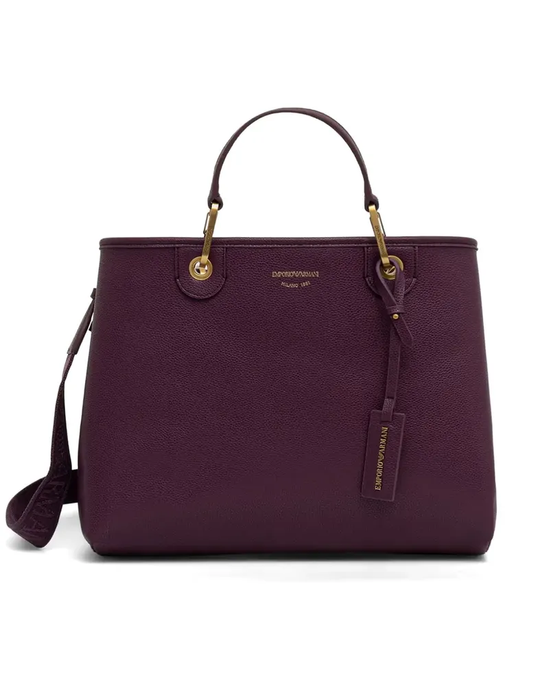 Emporio Armani Einkaufstasche mit gekörnter Textur und zwei Henkeln - Violett Violett