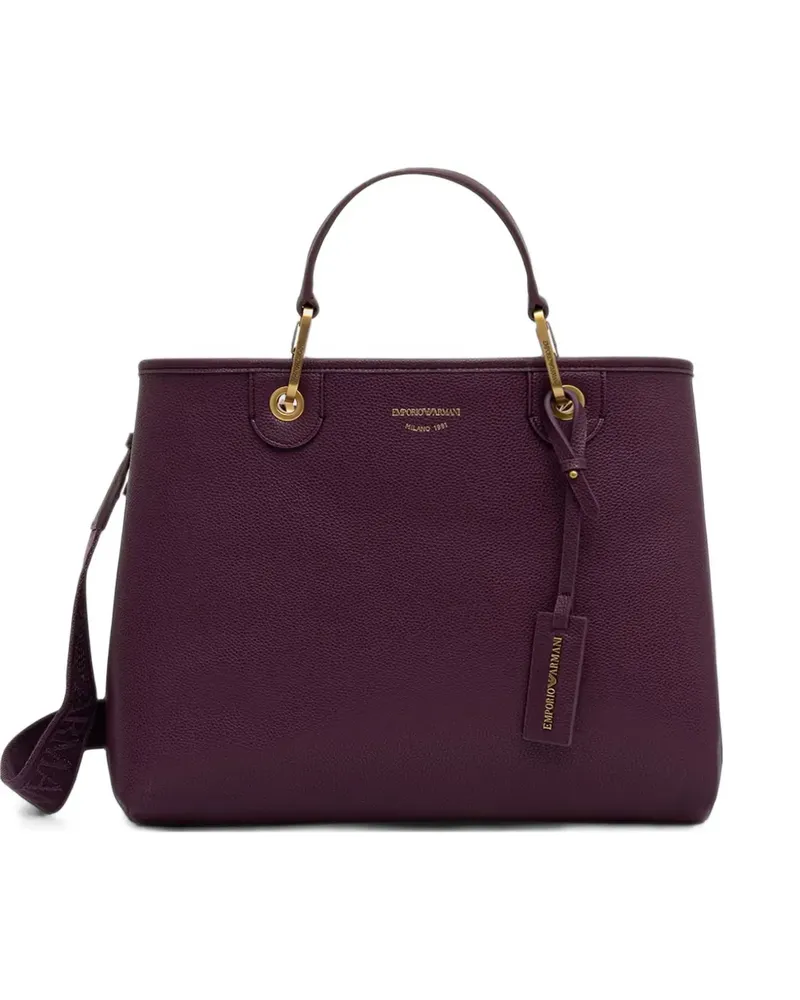Emporio Armani Einkaufstasche mit gekörnter Textur und zwei Henkeln - Violett Violett