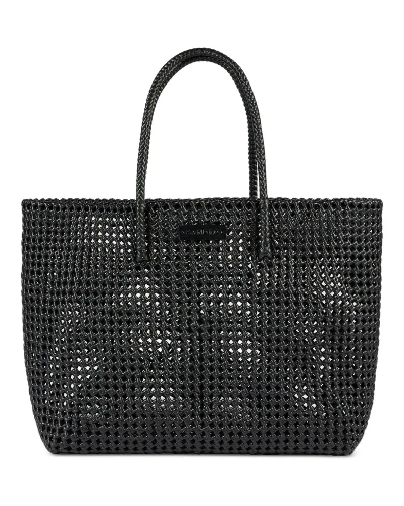 Sandro woven logo-patch tote bag - Schwarz Schwarz