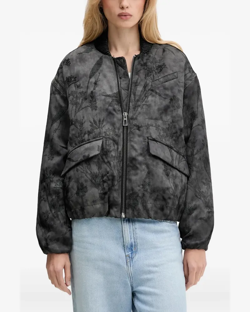 Desigual Bomberjacke mit Blumenstickerei - Schwarz Schwarz