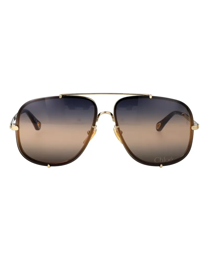 Chloé metal pilot frame sunglasses - Braun Braun