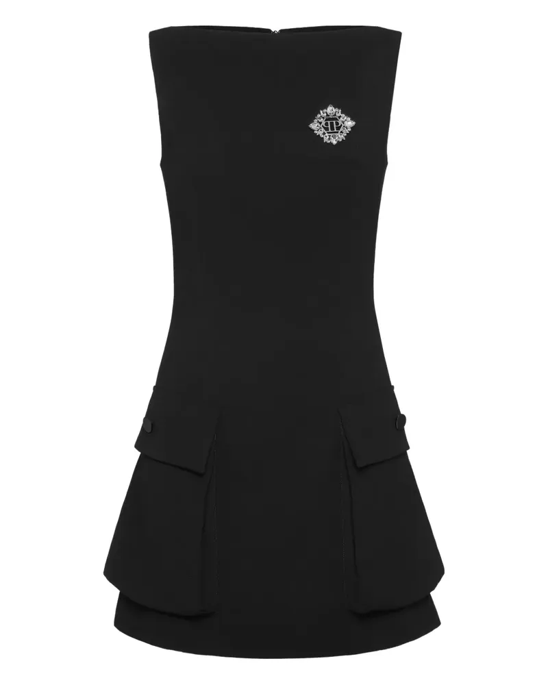 Philipp Plein Minikleid mit Logo-Verzierung - Schwarz Schwarz