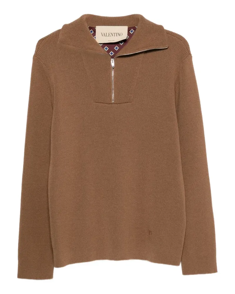 Valentino Garavani Gerippter Pullover mit kurzem Reißverschluss - Braun Braun
