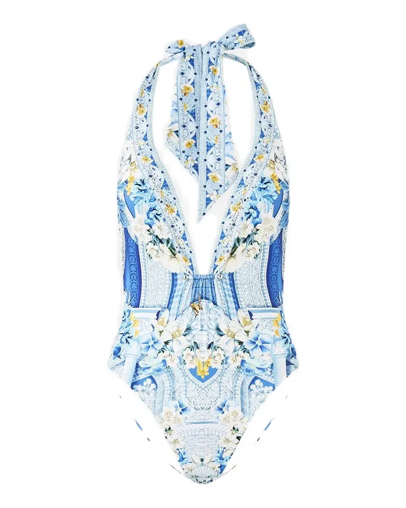 Camilla halter-neck swimsuit - Blau Blau