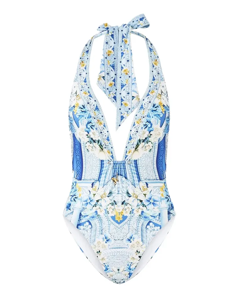 Camilla halter-neck swimsuit - Blau Blau