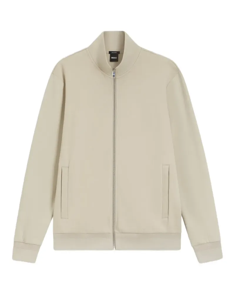 HUGO BOSS long-sleeve zip-up cotton sweatshirt - Nude Nude