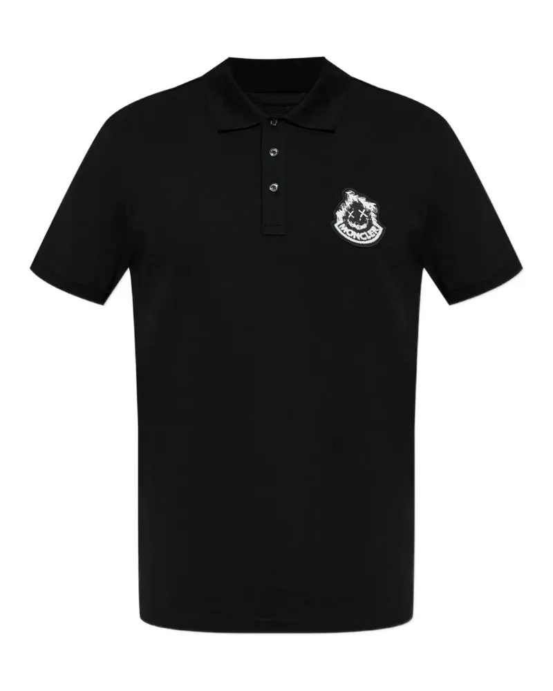 Moncler logo-patch polo shirt - Schwarz Schwarz