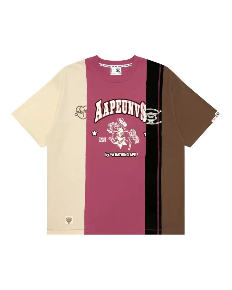 BAPE T-Shirt in Colour-Block-Optik - Rosa Rosa