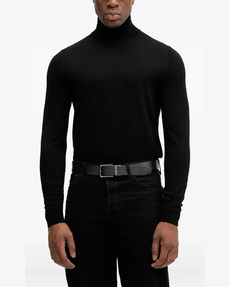 HUGO BOSS Langärmeliger Rollkragenpullover - Schwarz Schwarz
