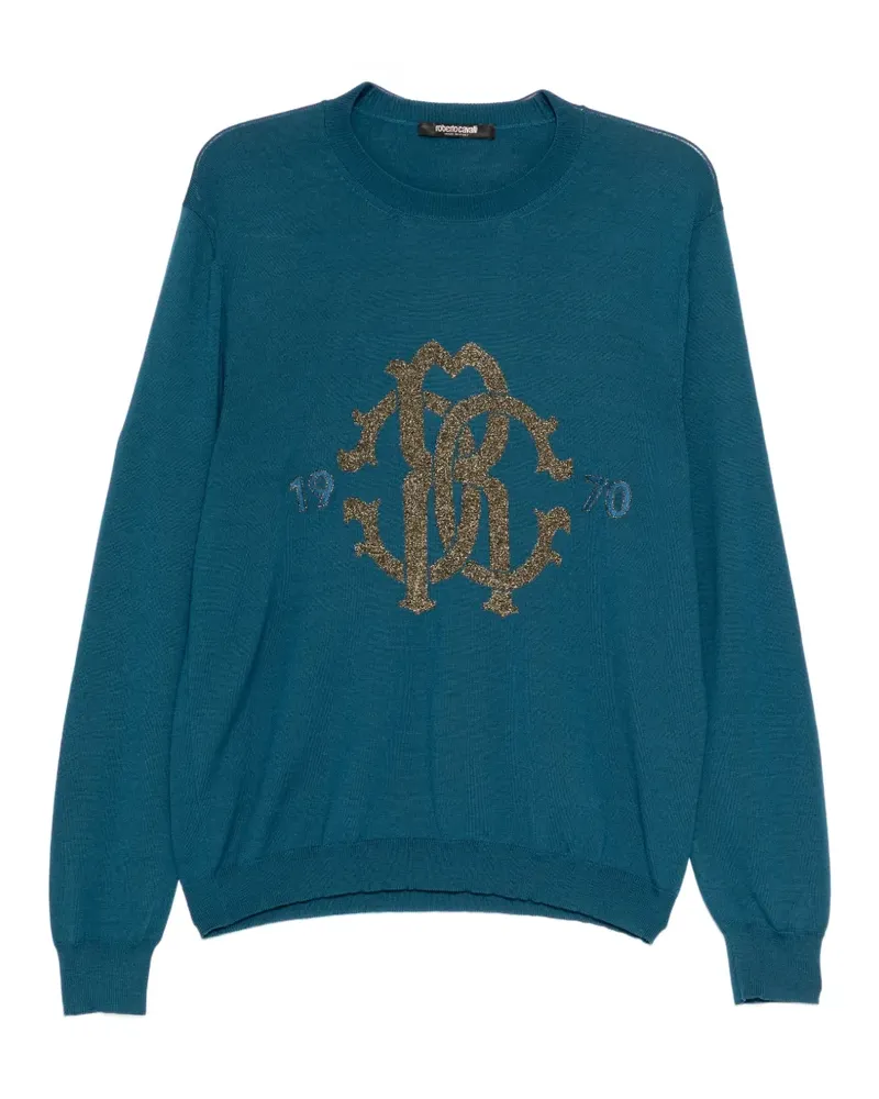 Roberto Cavalli logo-embroidered sweater - Blau Blau