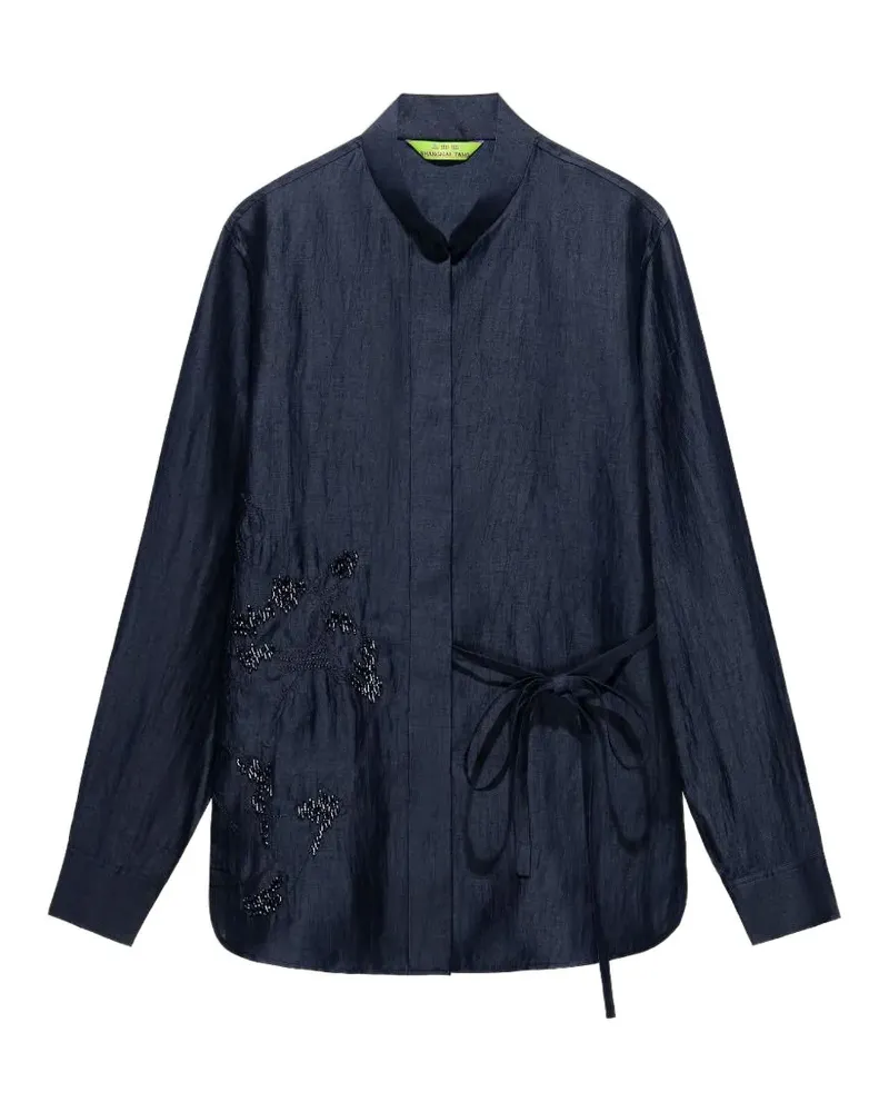 Shanghai Tang tie-detail shirt - Blau Blau