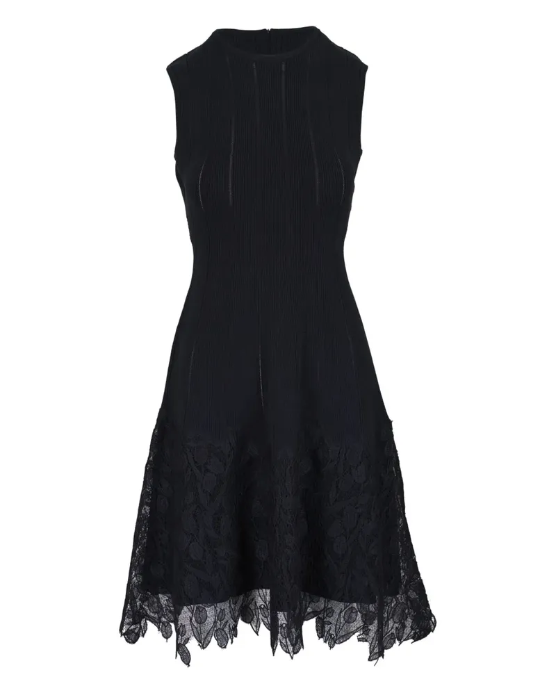 Lela Rose Gestricktes Minikleid mit Spitzensaum - Schwarz Schwarz