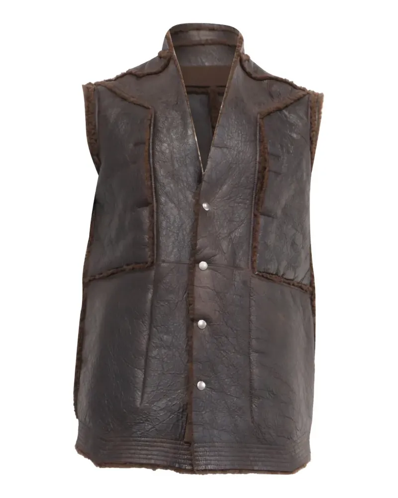 Rick Owens fogpocket shearling leather vest - Braun Braun