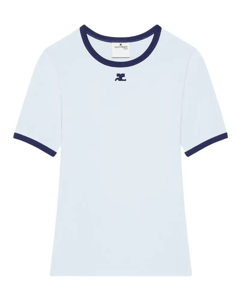 Courrèges T-Shirt mit Logo-Stickerei - Blau Blau