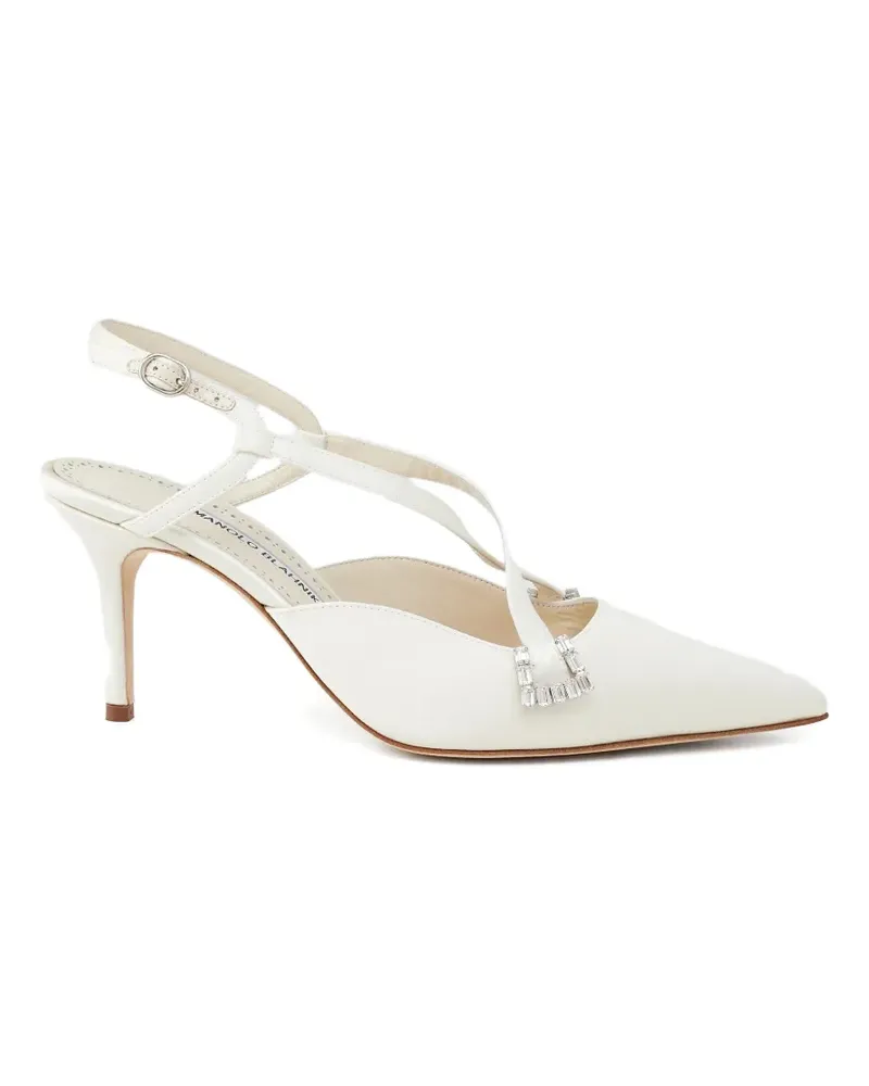 Manolo Blahnik embellished strap pumps - Nude Nude