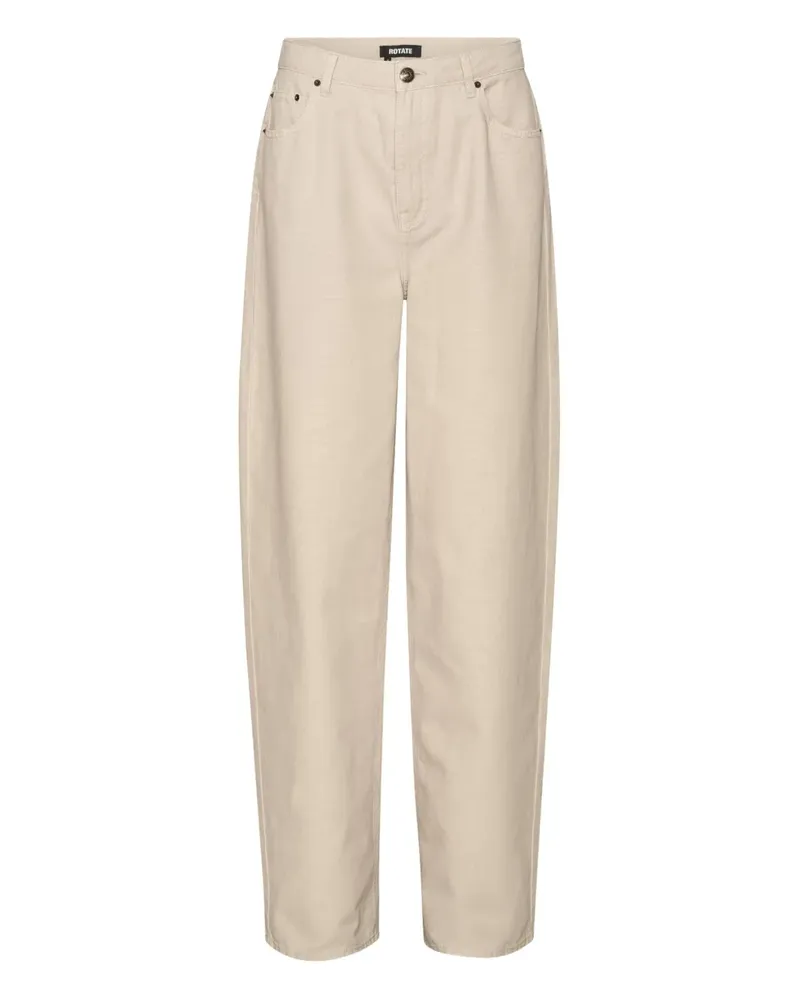 ROTATE Birger Christensen Straight-Leg-Jeans mit R-Stickerei - Nude Nude
