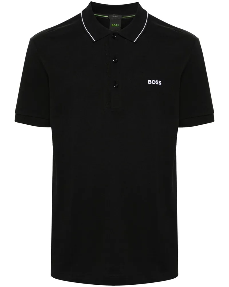 HUGO BOSS Poloshirt mit Logo-Print - Schwarz Schwarz