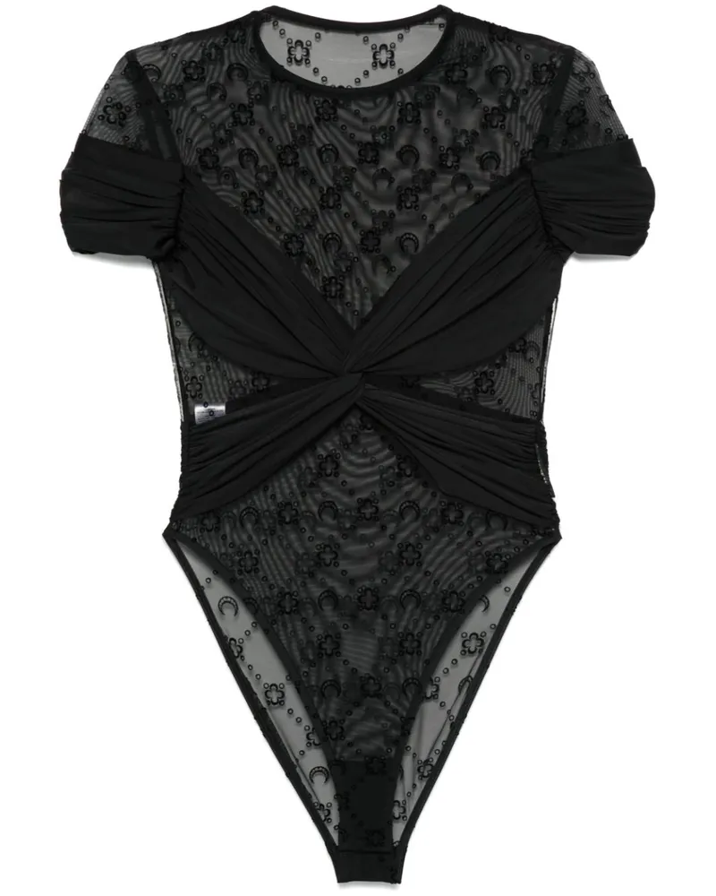 Marine Serre Drapierter Jersey-Body - Schwarz Schwarz