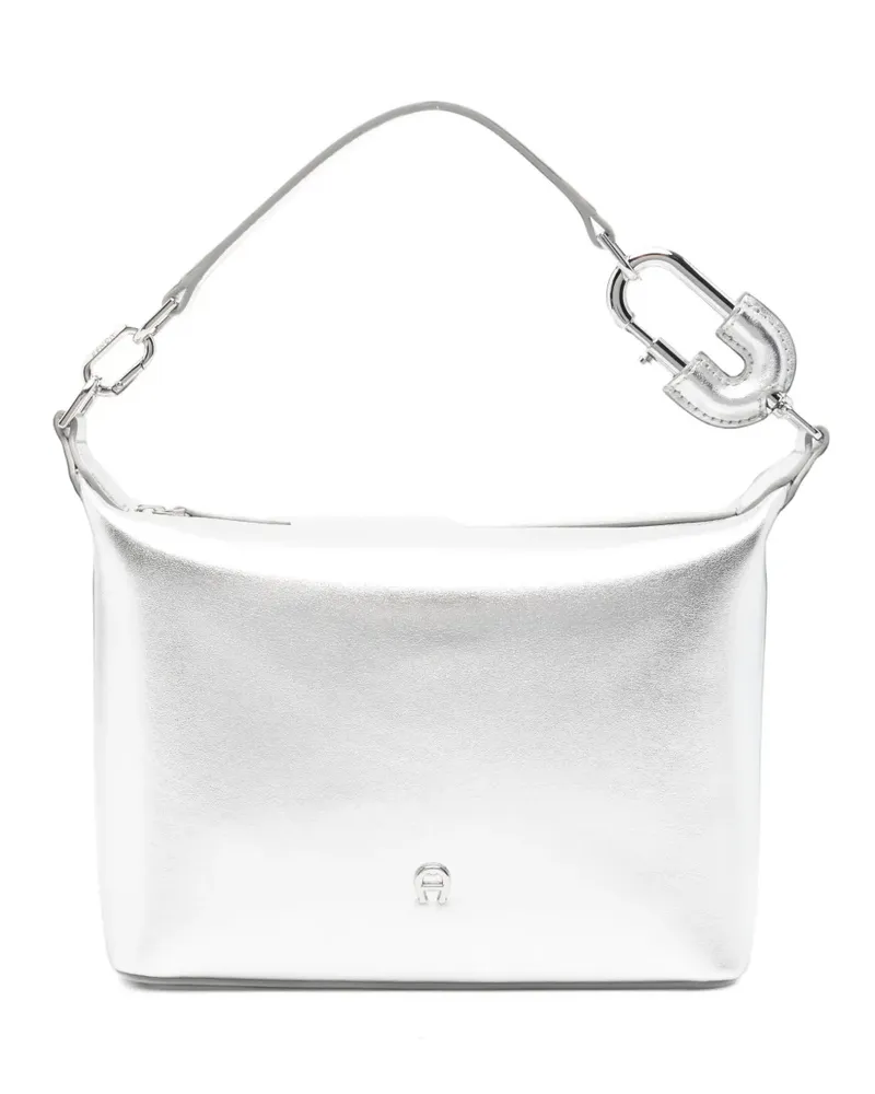 Aigner Fashion metallic logo-plaque clutch bag - Silber Silber