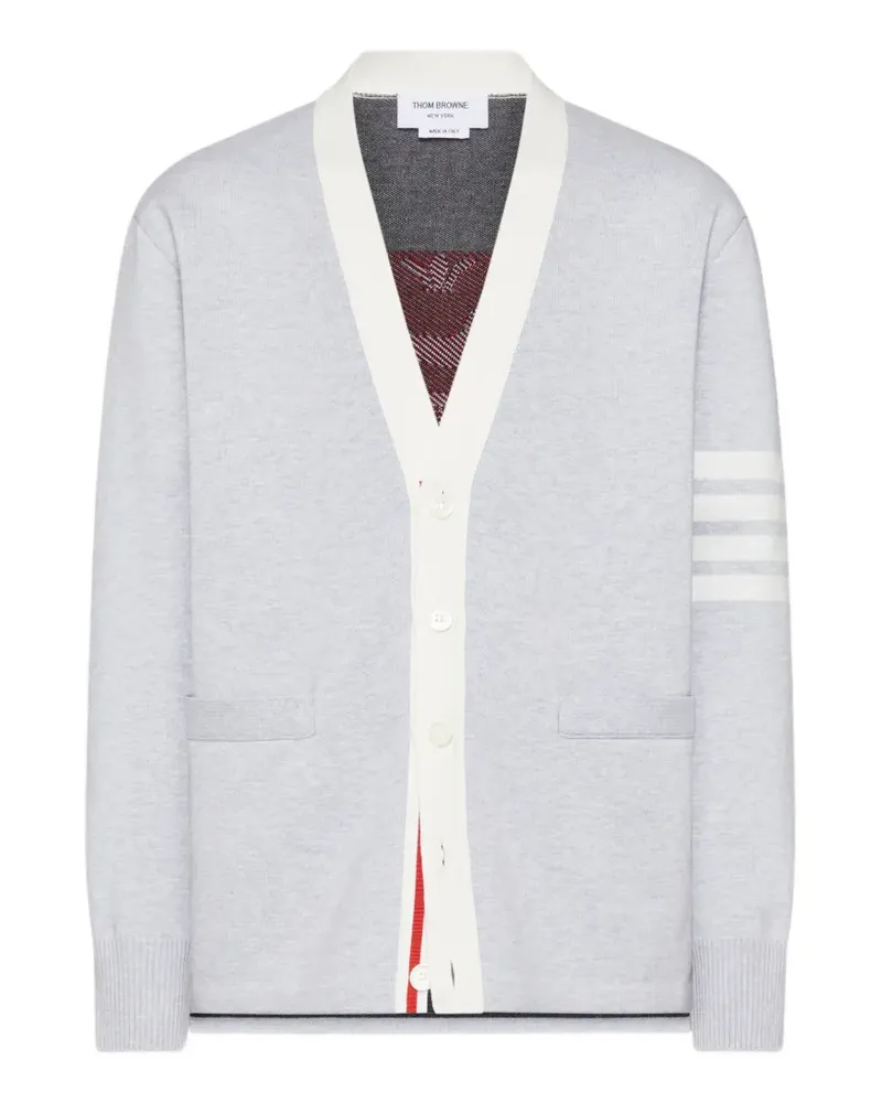 Thom Browne 4-Bar intarsia-knit cardigan - Grau Grau