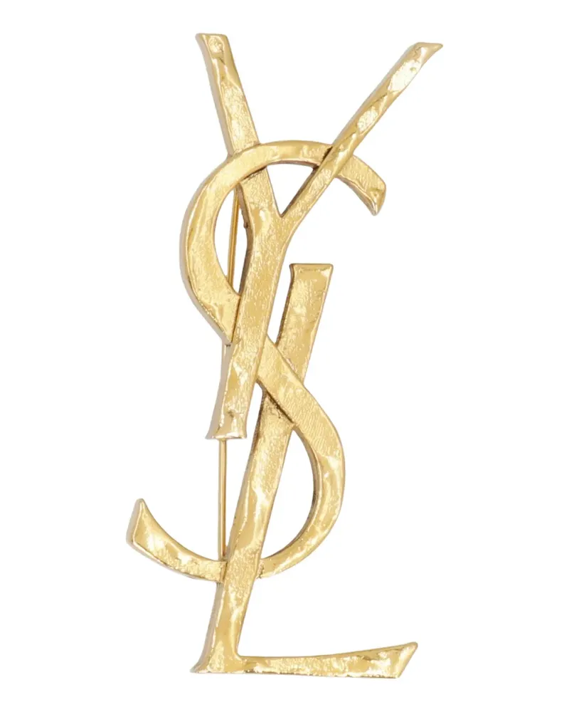 Saint Laurent Cassandre safety-hook brooch - Gold Gold