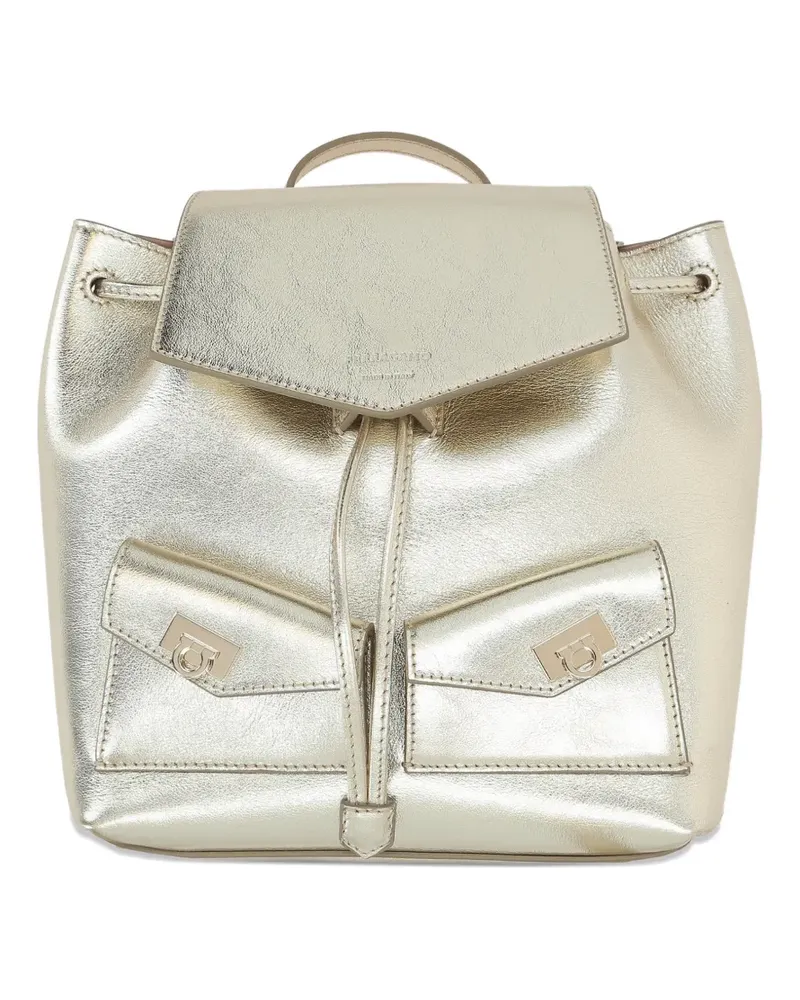 Ferragamo metallic-finish leather backpack - Gold Gold