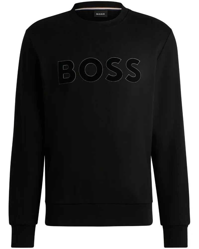 HUGO BOSS Sweatshirt mit Logo-Patch - Schwarz Schwarz