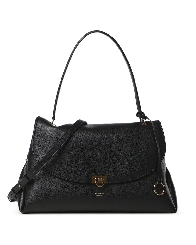 Ferragamo Gancini pebbled-leather shoulder bag - Schwarz Schwarz