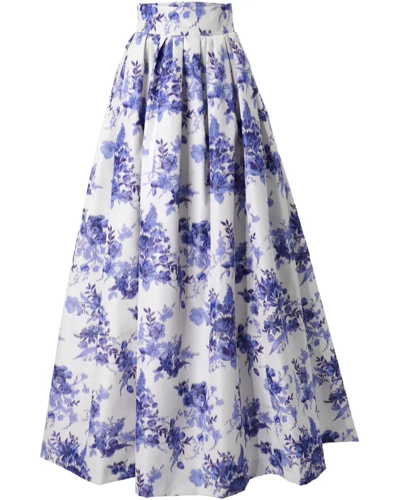 Carolina Herrera New York Chiné Midirock mit Blumen-Print - Nude Nude
