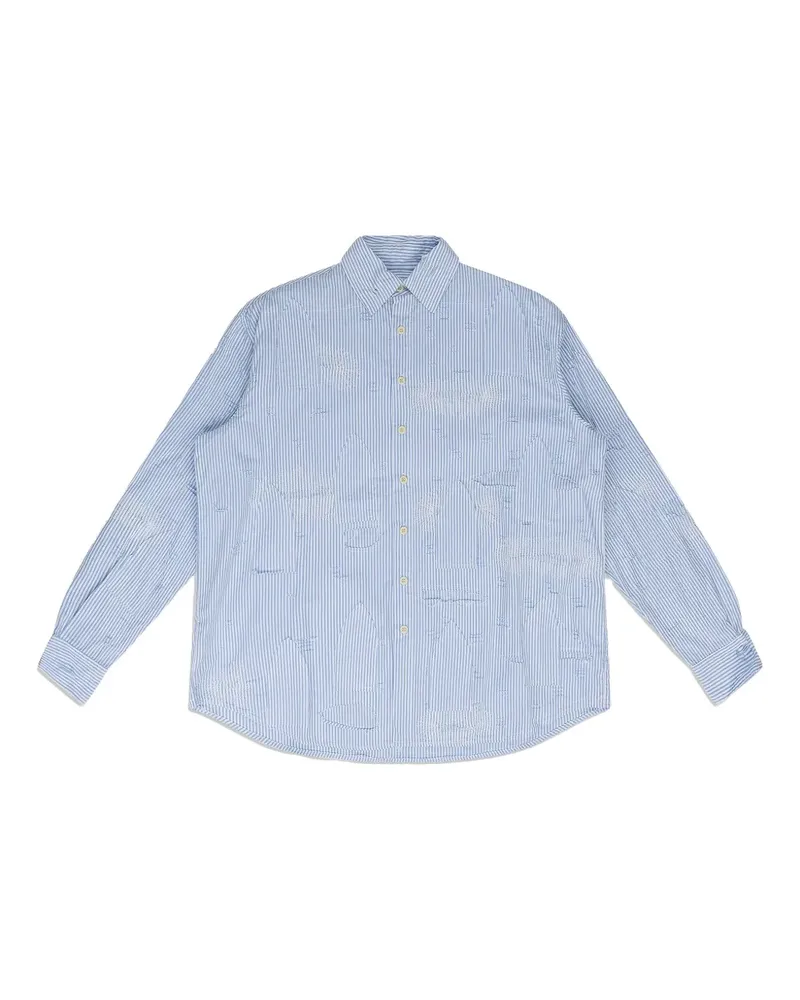 WHO DECIDES WAR Gestreiftes Hemd - Blau Blau