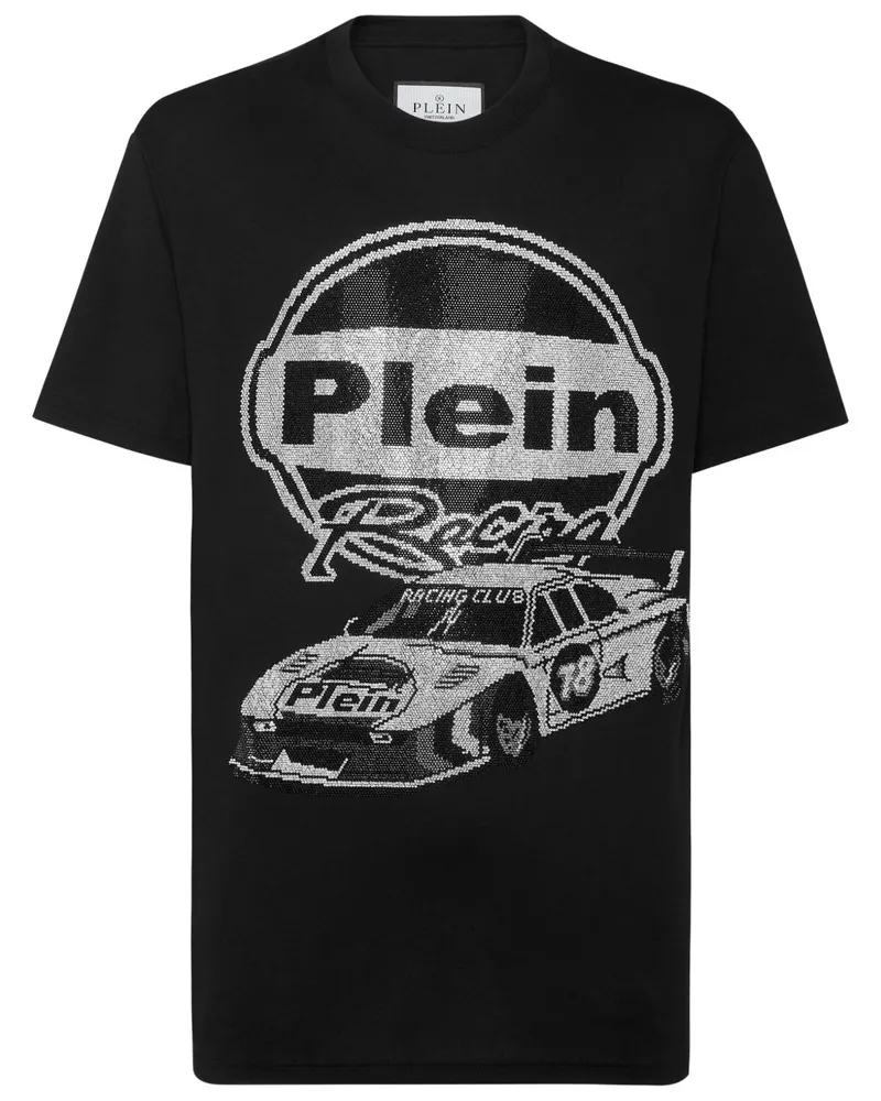Philipp Plein Strass Cars Racing T-Shirt - Schwarz Schwarz