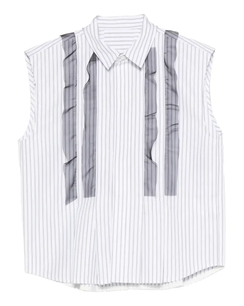 Sacai ruffled striped shirt - Weiß Weiß