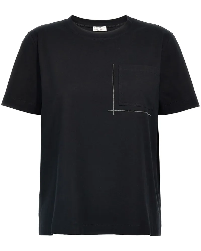 Brunello Cucinelli T-Shirt mit Monili-Kettendetail - Schwarz Schwarz