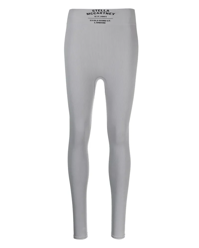 Stella McCartney Gerippte Leggings mit Logo-Print - Grau Grau