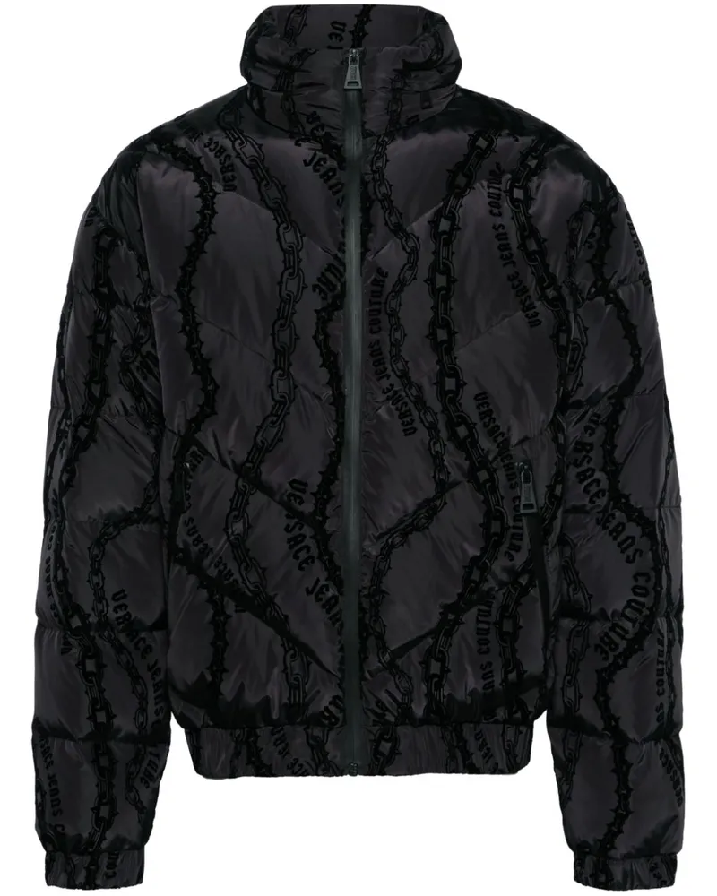 Versace Jeans Steppjacke mit geflocktem Print - Schwarz Schwarz