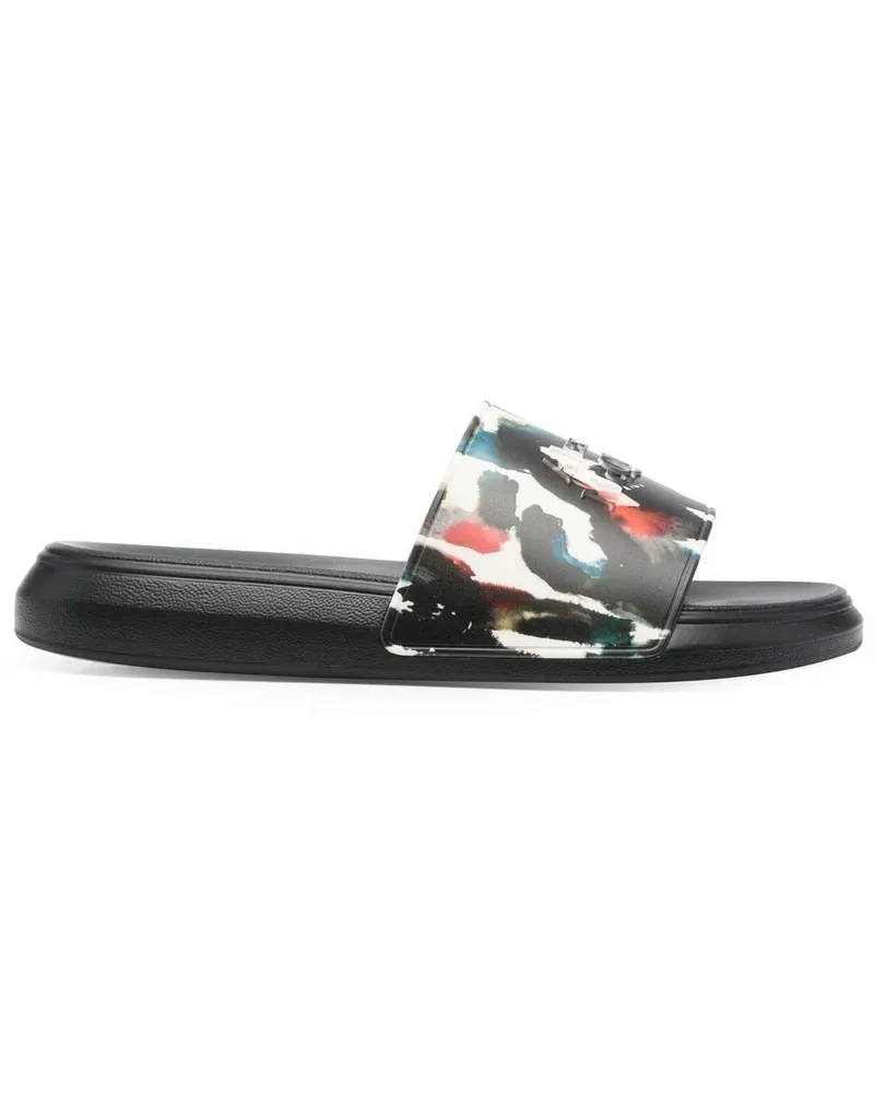 Alexander McQueen Pantoletten mit Logo-Print - Schwarz Schwarz