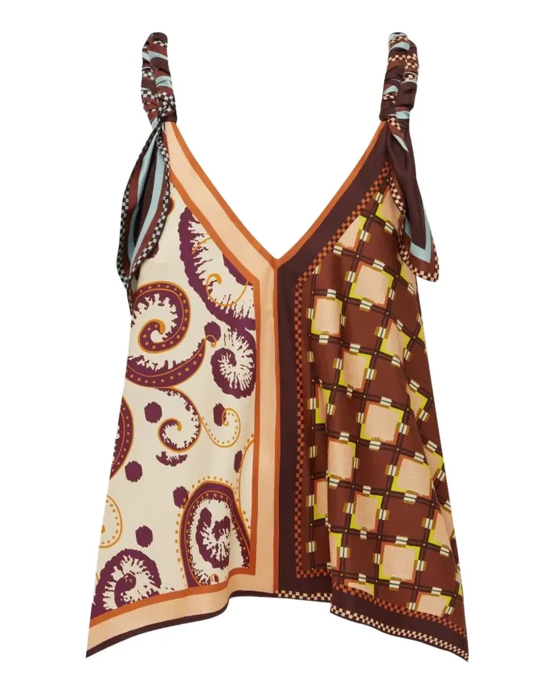 ALEMAIS Wilson mixed-print handkerchief-hem top - Braun Braun