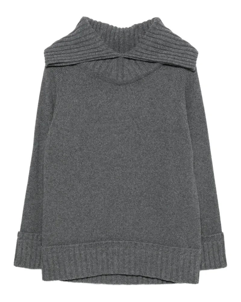 Victoria Beckham Gerippter Pullover mit weitem Kragen - Grau Grau