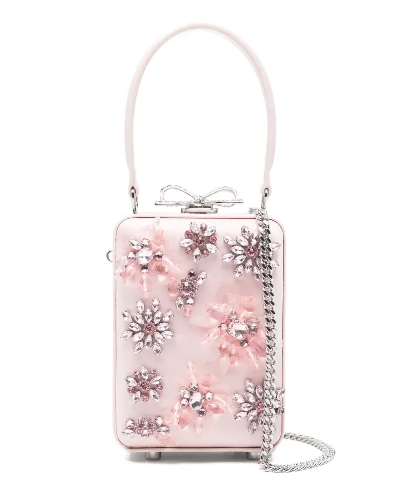 Self-Portrait floral embellished top handle tote bag - Rosa Rosa