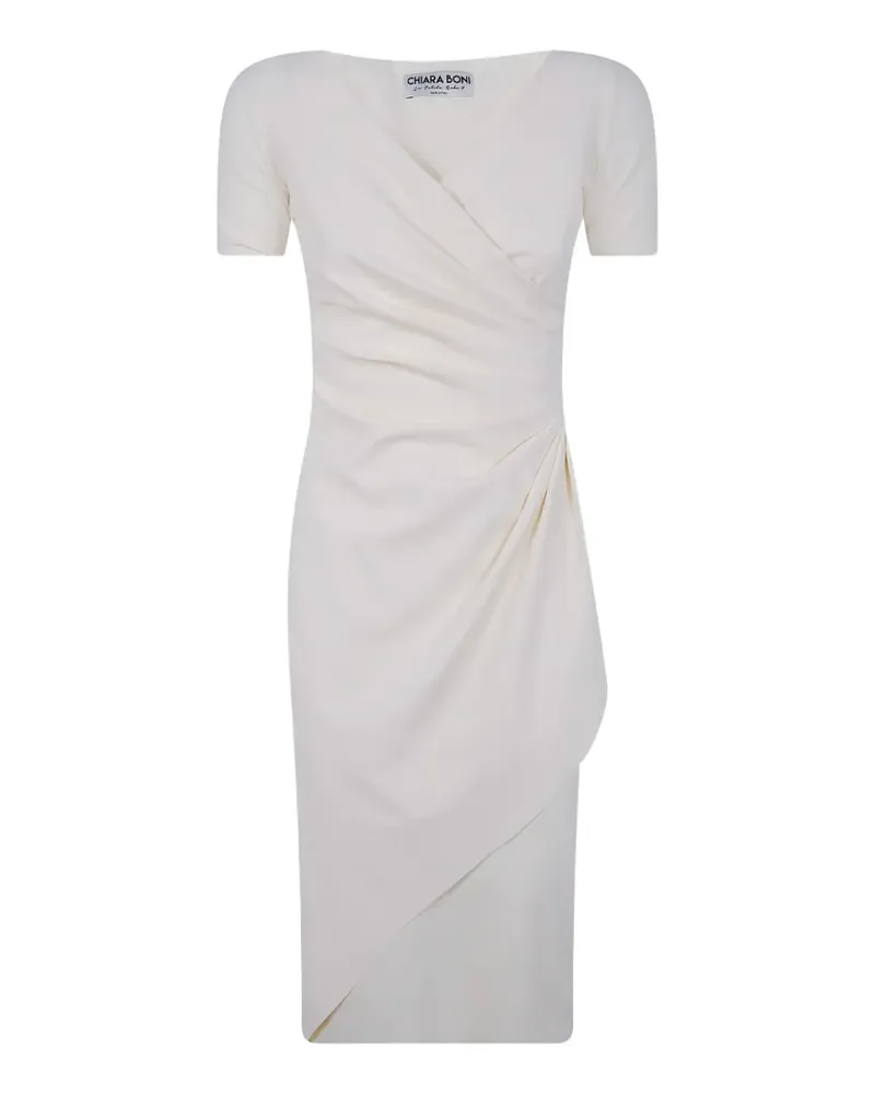 Chiara Boni ruched wrap-design midi dress - Nude Nude