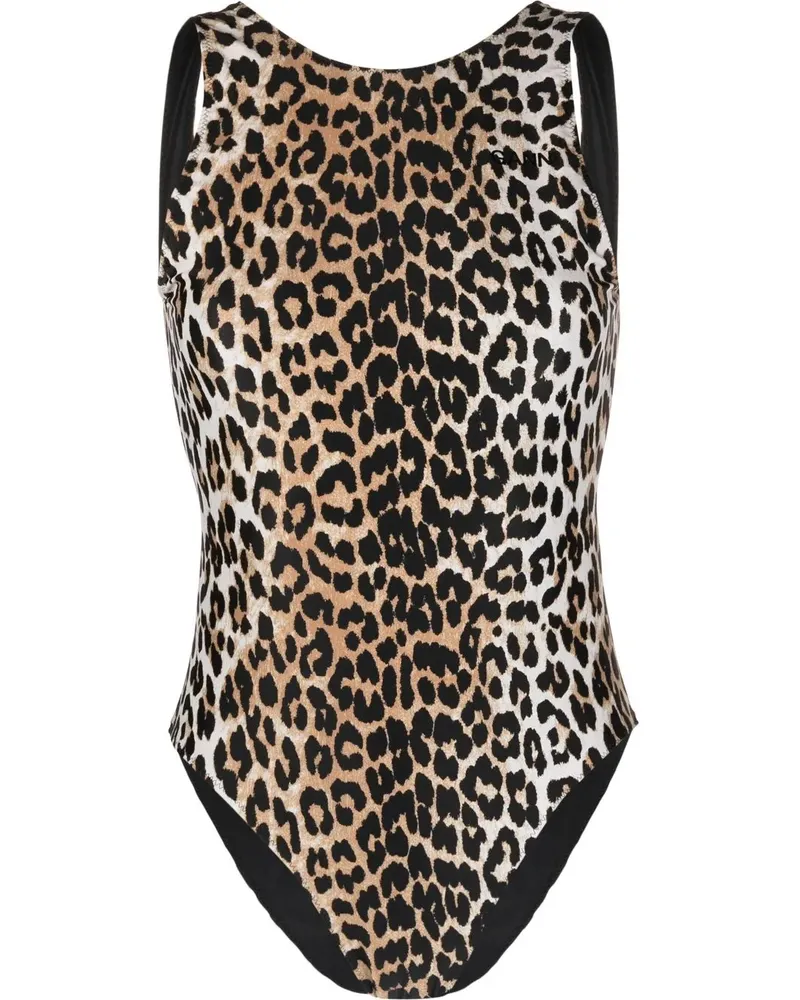 Ganni Badeanzug mit Print - Schwarz Schwarz
