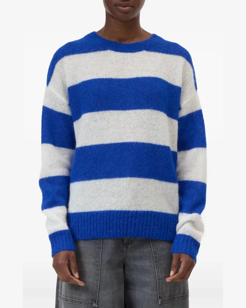 Closed crew-neck striped sweater - Blau Blau