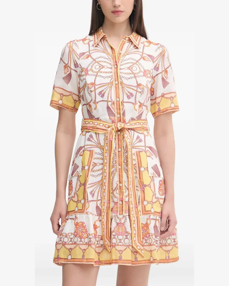Hale Bob Aula belted chain-print mini dress - Weiß Weiß