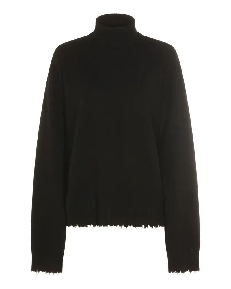Uma Wang Ausgefranster Rollkragenpullover - Schwarz Schwarz