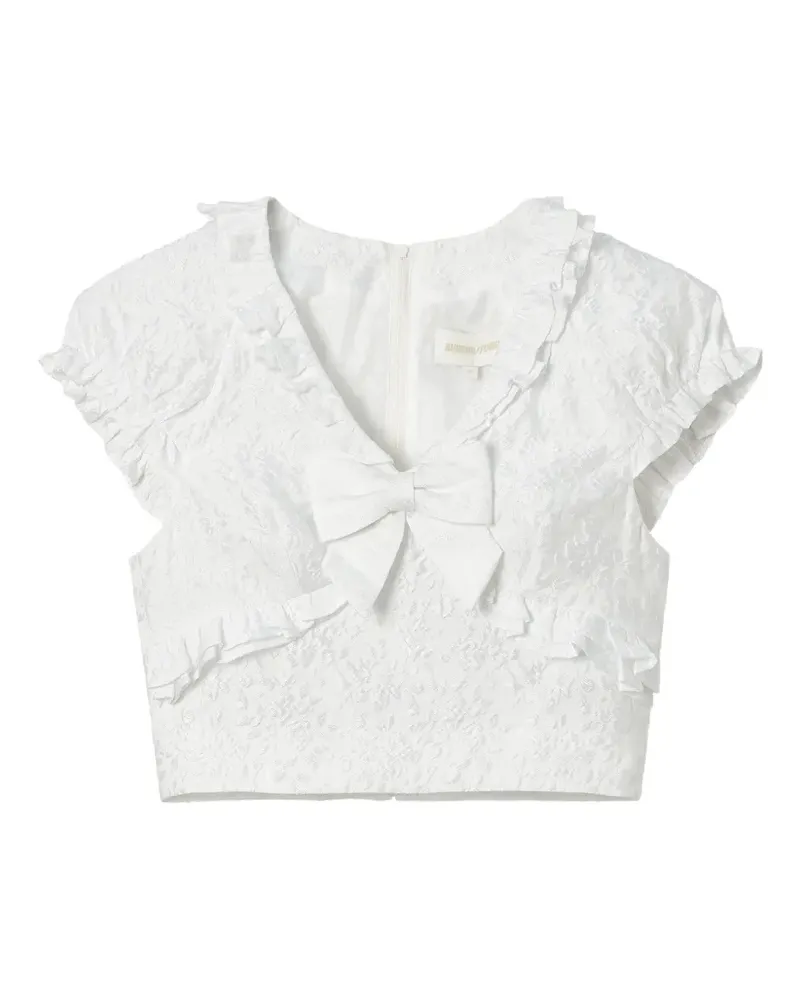 SHUSHU/TONG bow-detail ruffled top - Weiß Weiß