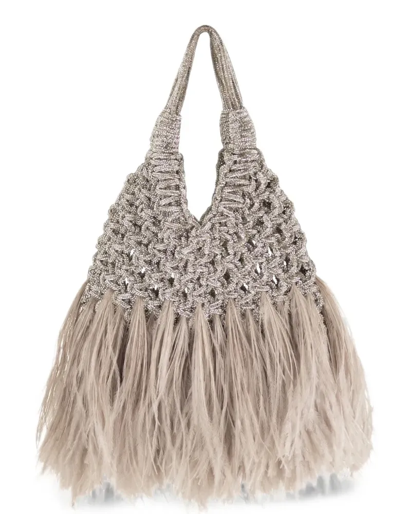 HIBOURAMA Vannifique Plumes crystal-embellished tote bag - Silber Silber
