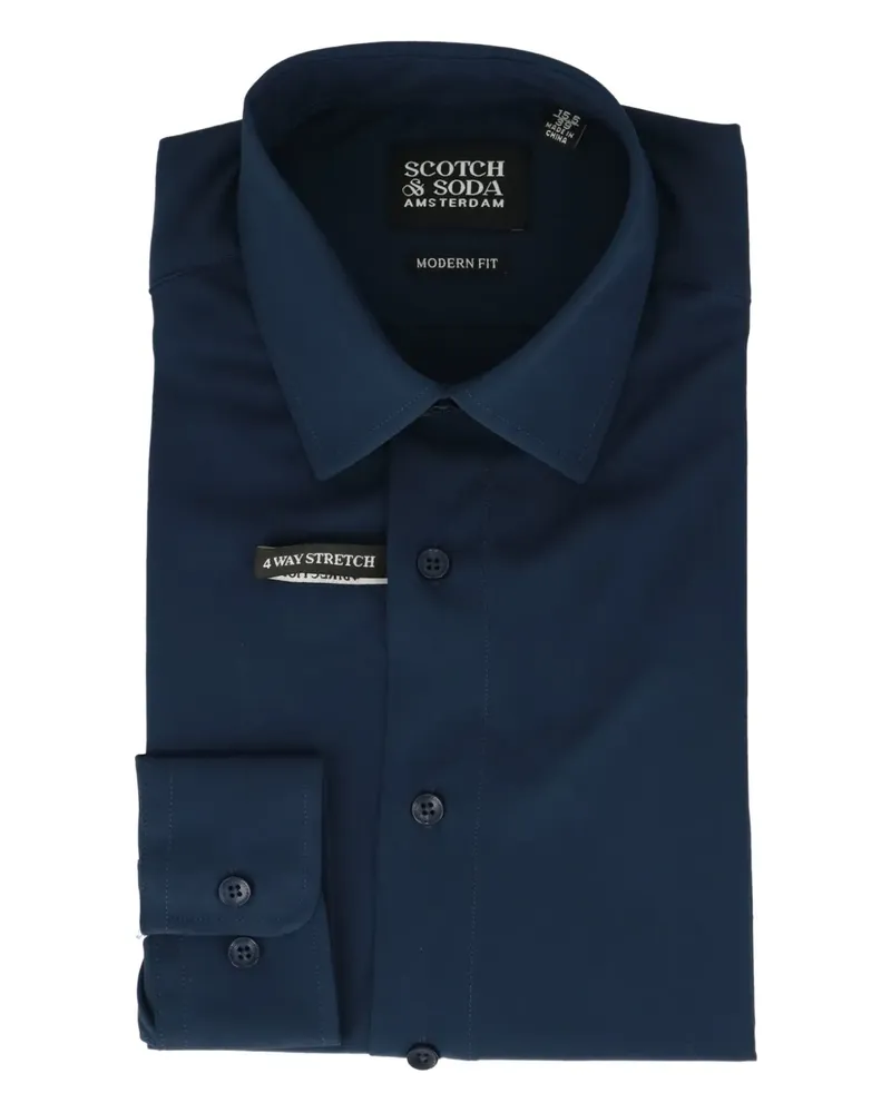 Scotch&Soda Hemd aus Vier-Wege-Stretch - Blau Blau