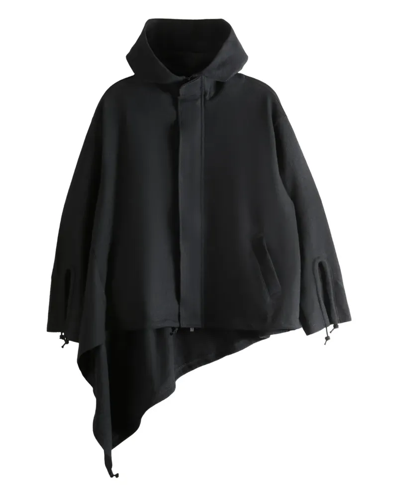 Yohji Yamamoto Kapuzenjacke mit Ärmelschlitzen - Schwarz Schwarz
